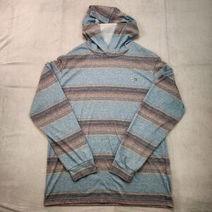 Salty Crew Hoodie Men's 2XL Blue Striped Performance Lightweight UPF 40 Pullover
